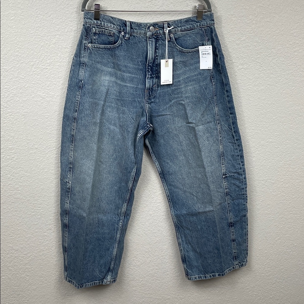 NWT Good American Good Extreme Barrel Jeans High Rise Wide Loose Indigo Sz 10 30 - Picture 5 of 15